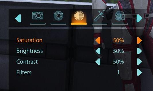 camera mode color settings from Mass Effect 1 UI screenshot (English)