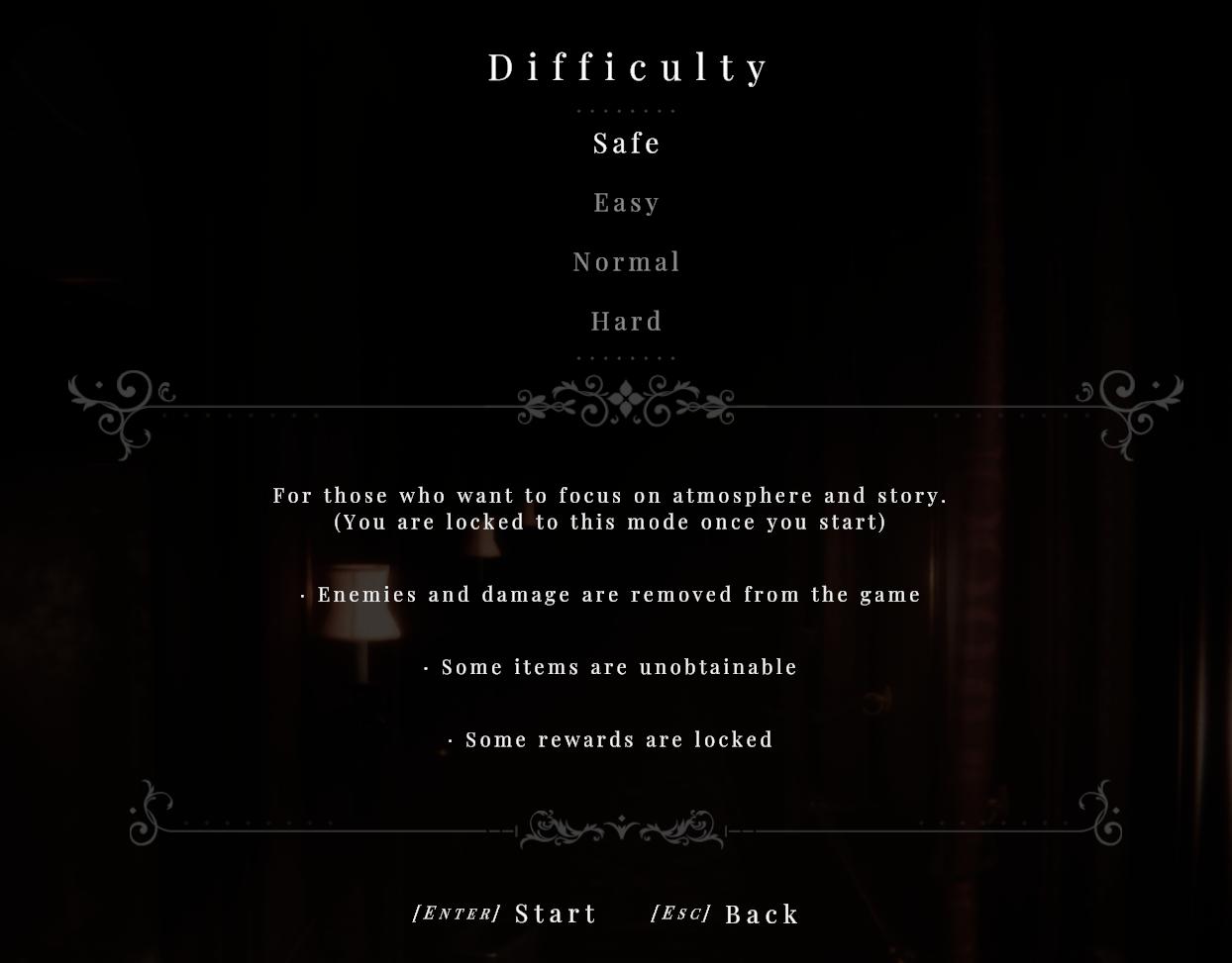 difficulty from Maid of Sker UI screenshot (English)