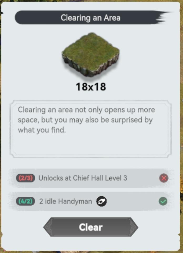 Clearing an area requirements from Viking Rise UI screenshot (English)